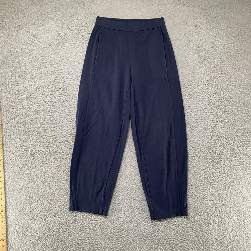 Eileen Fisher Barrel Pants Womens XXS Organic Cotton Jersey Blue Ankle Pull On